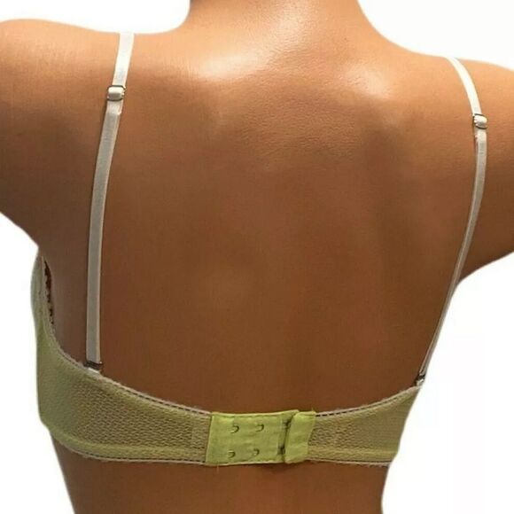 Victorias Secret strapless lace underwire bandeau bralette bra yellow beige 36C - Picture 4 of 4
